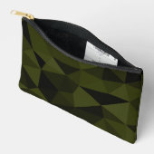 ダークアーミーの緑の黒いジオメトリックメッシュパターカッコいいン アクセサリーポーチ (見開き)