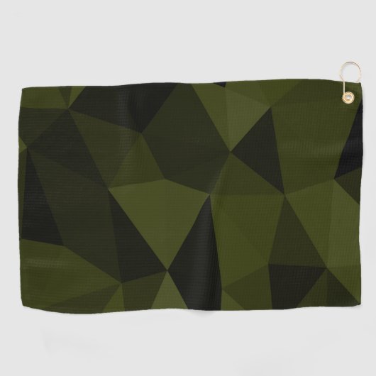 ダークアーミーの緑の黒いジオメトリックメッシュパターカッコいいン ゴルフタオル (横)