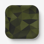 ダークアーミーの緑の黒いジオメトリックメッシュパターカッコいいン ペーパープレート (正面)
