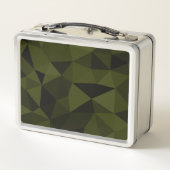 ダークアーミーの緑の黒いジオメトリックメッシュパターカッコいいン メタルランチボックス (裏面)