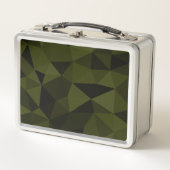 ダークアーミーの緑の黒いジオメトリックメッシュパターカッコいいン メタルランチボックス (正面)