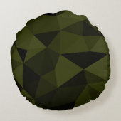 ダークアーミーの緑の黒いジオメトリックメッシュパターカッコいいン ラウンドクッション (裏面)