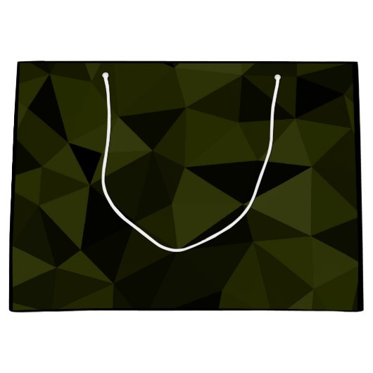 ダークアーミーの緑の黒いジオメトリックメッシュパターカッコいいン ラージペーパーバッグ (正面)