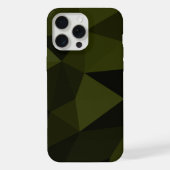 ダークアーミーグリーンの黒い幾何学メッシュパターン クール iPhoneケース (裏面)