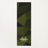 ダークアーミーグリーン黒ジオメトリメッシュモノグラム ヨガマット (正面)