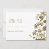 ダークイエローアイボリーホワイトブラウンフローラありがとう 招待状 (正面)