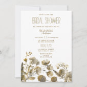 ダークイエローアイボリーホワイトブラウンフローラブライダルシャワー 招待状 (正面)