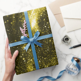 ダークイエローブラック抽象芸術銀河系 ラッピングペーパー