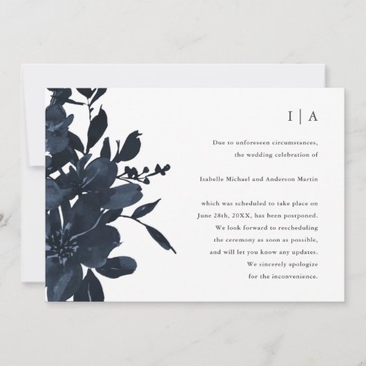 ダークインジゴ結婚フローラ延滞 案内状 (正面)