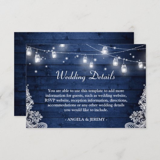 ダークインディゴメイスンジャイルライツレース結婚の詳細 エンクロージャーカード (正面/裏面)