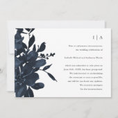 ダークインディゴ フラワー ウェディング 延期のお知らせ 案内状 (正面)