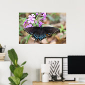 ダークイースタンタイガーアゲハチョウワイルドフラワーポスター ポスター (ホームオフィス)