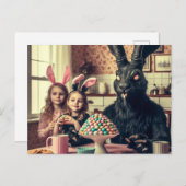 ダークイースターラビットヴィンテージキャンディー夕食会 ポストカード (正面/裏面)