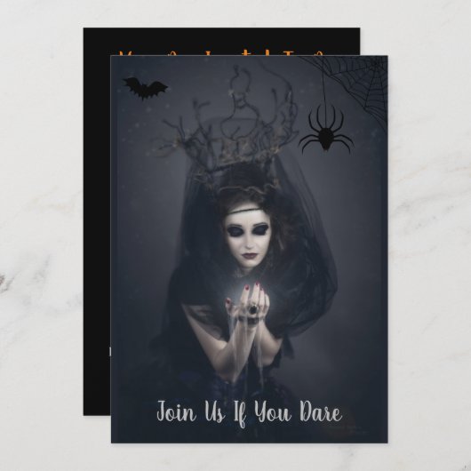 ダークウィッチ不気味ハローウィンパーティ招待状 招待状 (正面/裏面)