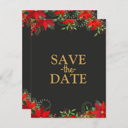 ダークウィンターウェディングポインセチア救休日 案内ポストカード (正面/裏面)