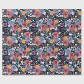 ダークウィンターフラワーズユール（キリスト降誕祭）クリスマスラッピング紙 ラッピングペーパー (フラット)