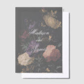 ダークウェディング ロマンティックなムードの花の絵画 ベラム紙招待状 (オフセット)