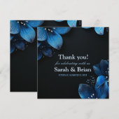 ダークウェディング　招待状　輝く青い花 セーブザデート (正面/裏面)