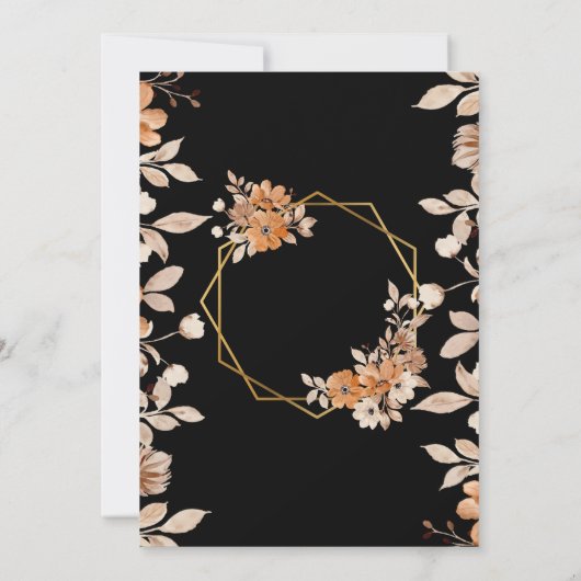 ダークウォーターカラーの花の結婚式 Save the Date 招待状 (裏面)