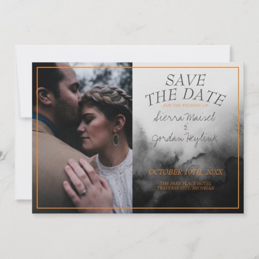 ダークウォーター色ブラックオレンジハロウィンゴシック セーブザデート (正面)