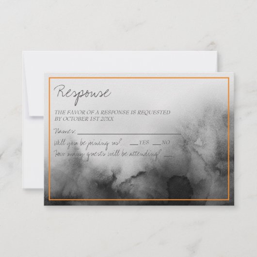 ダークウォーター色ブラックオレンジハロウィン結婚ズ 出欠カード (正面)
