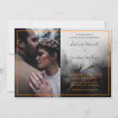 ダークウォーター色ブラックオレンジハロウィン結婚ズ 招待状 (正面)