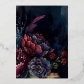 ダークウォーター色ムーディフローラ結婚ズ 箔招待状 (裏面)