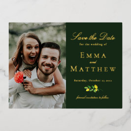 ダークウォーター色レモンフォト 箔招待状ポストカード