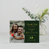 ダークウォーター色レモンフォト 箔招待状ポストカード (立ち正面)