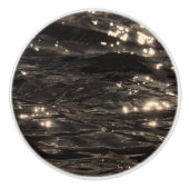 ダークウォーター黒と金ゴールド模様 セラミックノブ (正面)