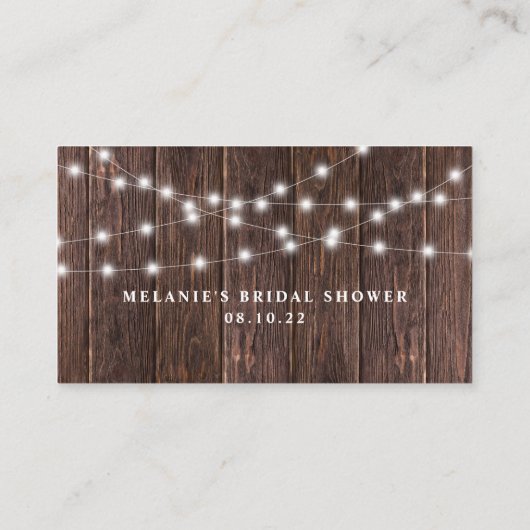 ダークウッドとライトブライダルシャワーギフトレジストリ エンクロージャーカード (裏面)