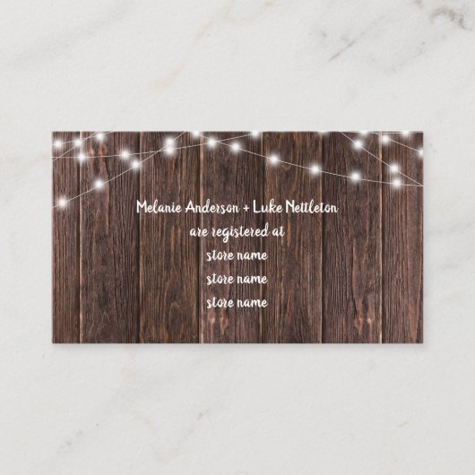 ダークウッドとライトブライダルシャワーギフトレジストリ エンクロージャーカード (正面)