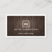 ダークウッドのイニシャル/モノグラム付きボックスロゴ 名刺 (正面)