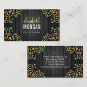 ダークウッドのキュートな渦巻き花 名刺 (正面/裏面)