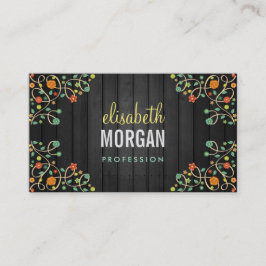 ダークウッドのキュートな渦巻き花 名刺