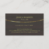 ダークウッドのテクスチャストライプ金ゴールドアクセント 名刺 (裏面)