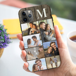ダークウッドのモノグラム付き7枚フォトコラージュ iPhone 11 PRO MAXケース