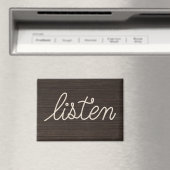 ダークウッドの上のロープLISTENテキスト マグネット (インサイチュ (食洗機))