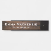 ダークウッドの木目のカスタマイズ可能なオフィスドアの看板 サインプレート (正面)