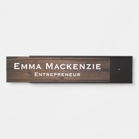 ダークウッドの木目のカスタマイズ可能なオフィスドアの看板 サインプレート (正面)