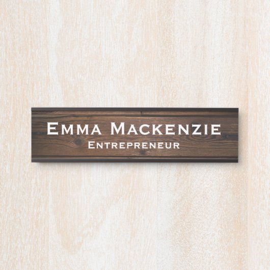 ダークウッドの木目のカスタマイズ可能なオフィスドアの看板 サインプレート (正面)