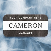 ダークウッドの木目の白の名前、タイトルと会社 名札