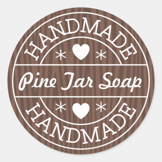 ダークウッドの製品名に手作りカスタムスタンプ ラウンドシール (正面)