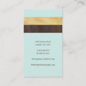 ダークウッドグレイン、金ゴールド&ティール（緑がかった色）ストライプレトロ 名刺 (裏面)