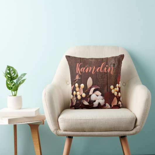 ダークウッドパーソナライズされたセット上のピローコットンブランチ クッション (椅子)