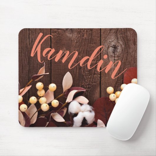 ダークウッドパーソナライズされた上のマウスパッドコットンブランチ マウスパッド (マウス)