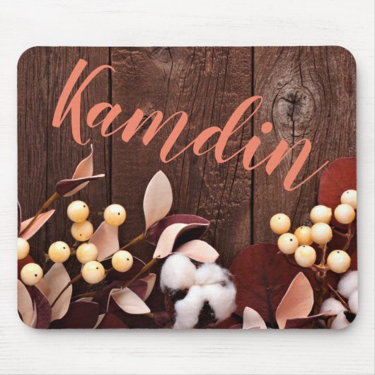 ダークウッドパーソナライズされた上のマウスパッドコットンブランチ マウスパッド (正面)