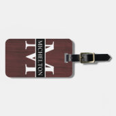 ダークウッドパーソナライズされた粒 ラゲッジタグ (正面横)