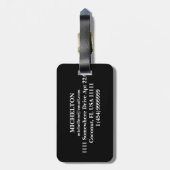 ダークウッドパーソナライズされた粒 ラゲッジタグ (裏面縦)