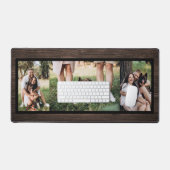 ダークウッドパーソナライズされた3フォトコラージデスクマット デスクマット (キーボード&マウス)